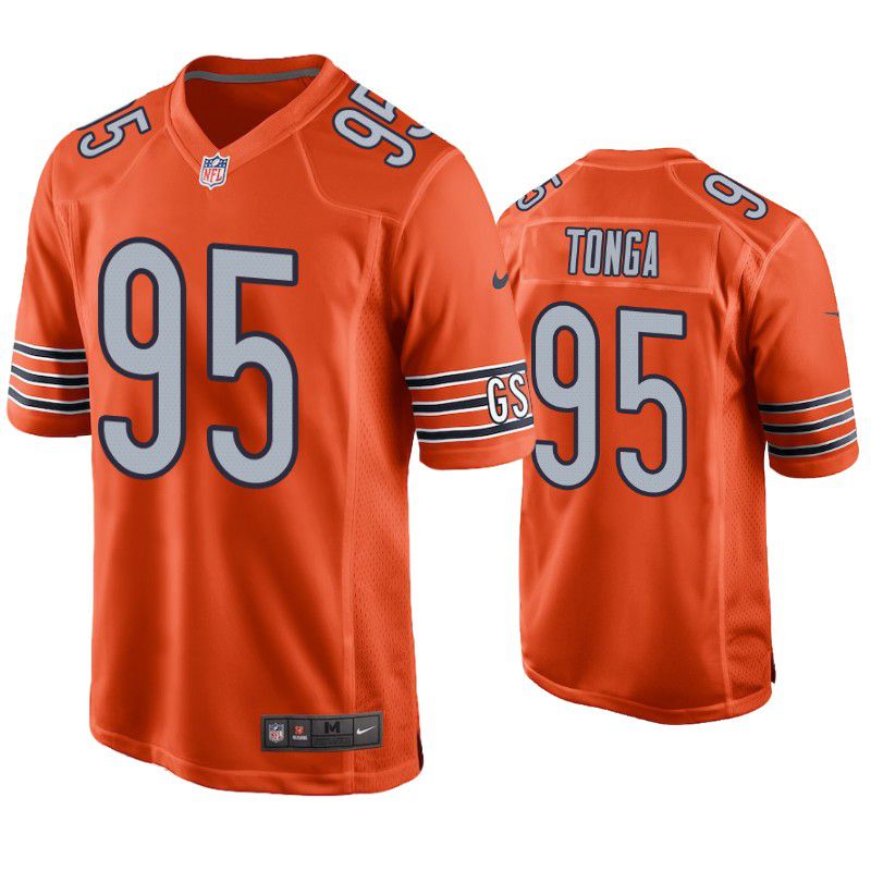 Men Chicago Bears #95 Khyiris Tonga Nike Orange Game NFL Jersey